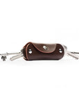 Small leather key holder, brown, front