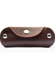 Small leather key holder, brown, front view