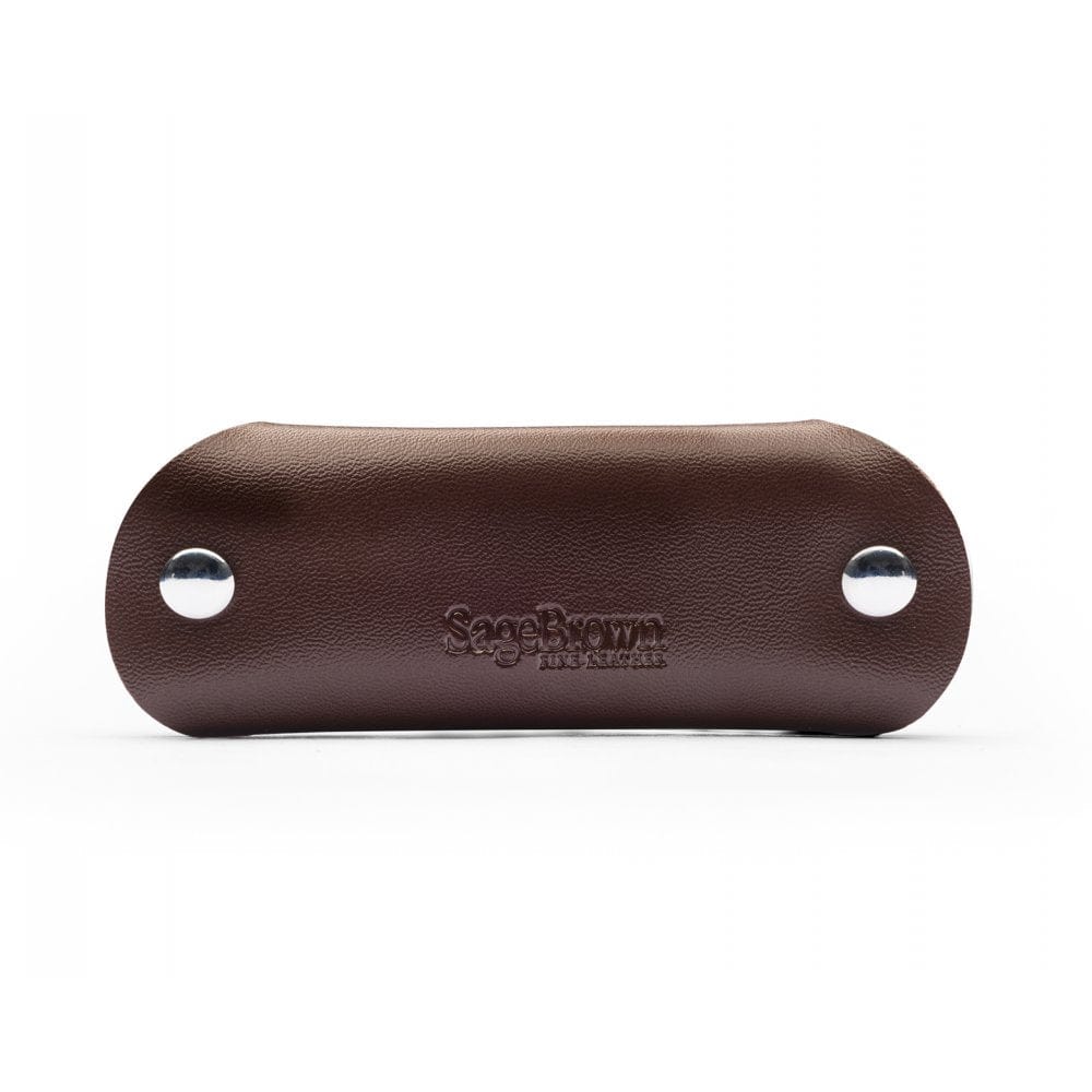 Small leather key holder, brown, back