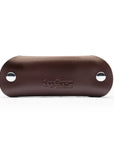 Small leather key holder, brown, back