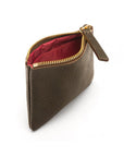 Small leather makeup bag, brown, inside