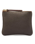 Small leather makeup bag, brown, front