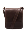 Small leather messenger bag, brown, front