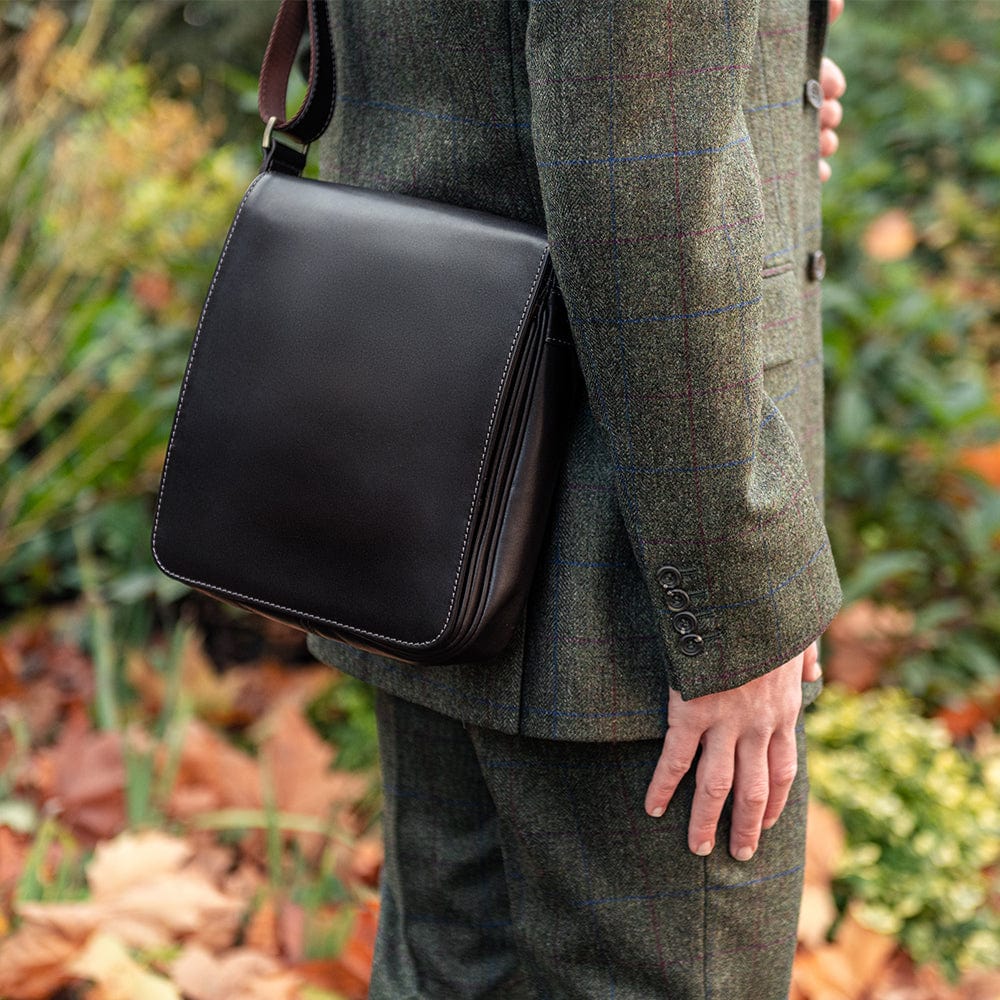 Small leather messenger bag, brown, lifestyle