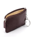 Small leather zip coin purse, brown, back