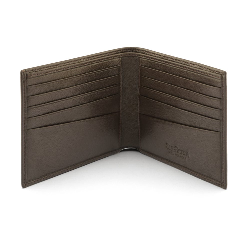 Brown Soft Leather Classic Billfold Wallet With 10 CC