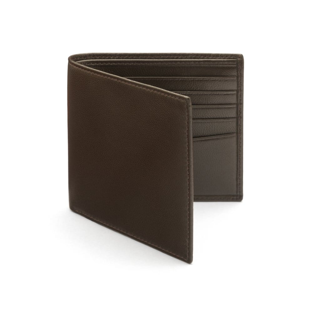 Brown Soft Leather Classic Billfold Wallet With 10 CC