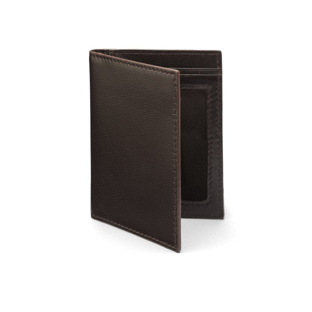 Brown Bi-Fold Soft Leather Credit Card Case with RFID Protection