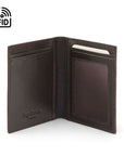 RFID Credit Card Wallet in brown leather, inside view