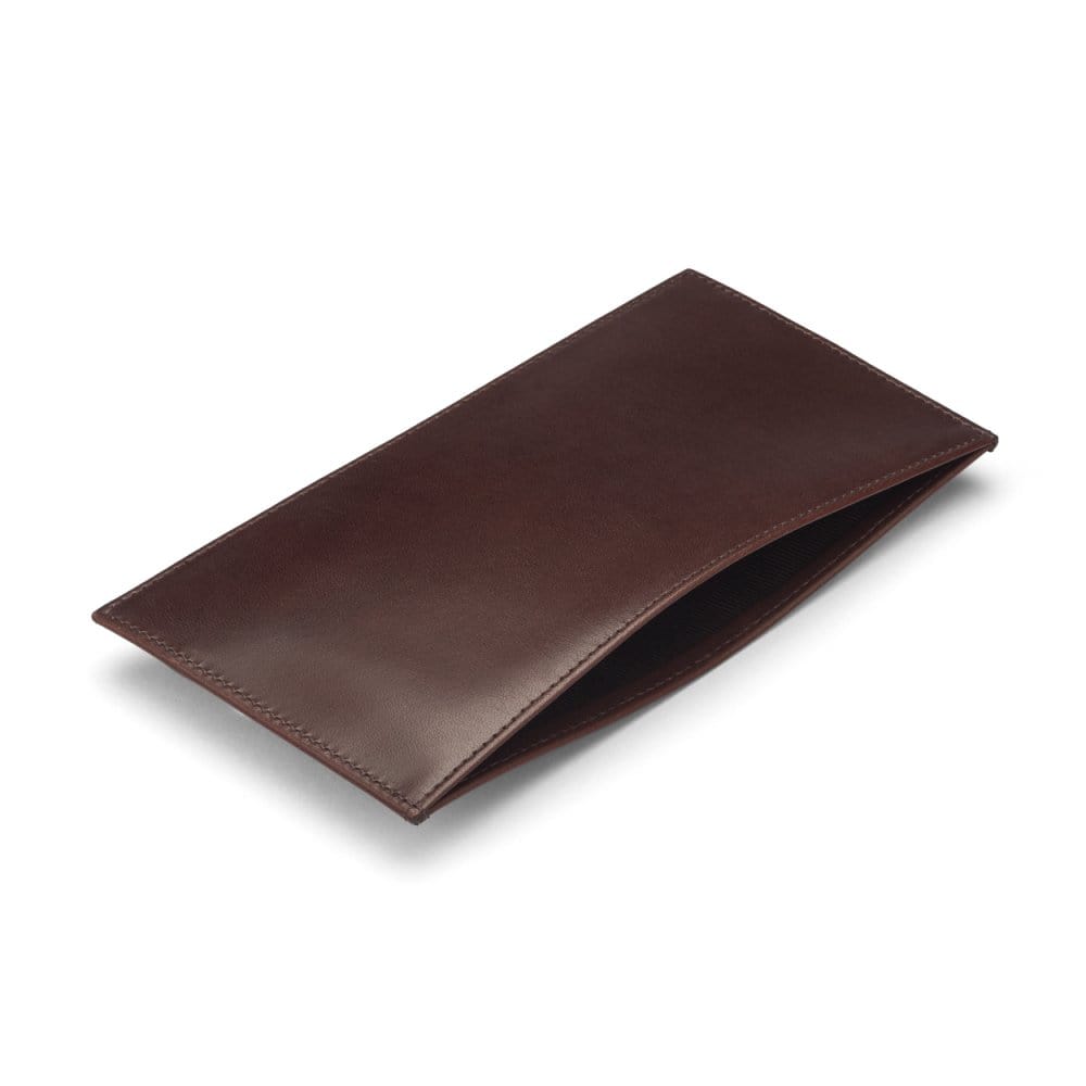 Brown Tall Flat Leather Wallet With 8 CC