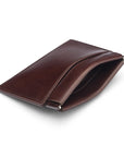 Leather squeeze spring coin purse, brown, open