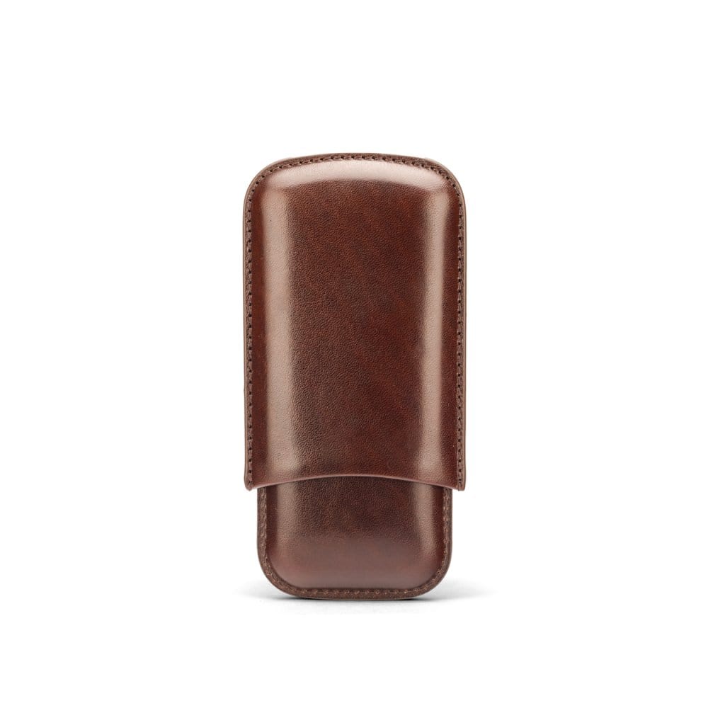 Brown Triple Leather Cigar Case