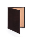 Two tone compact leather billfold wallet with 4 cc, brown, front