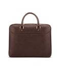 Leather 15" laptop briefcase, brown, front