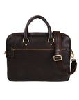 Leather 15" laptop briefcase, brown, back