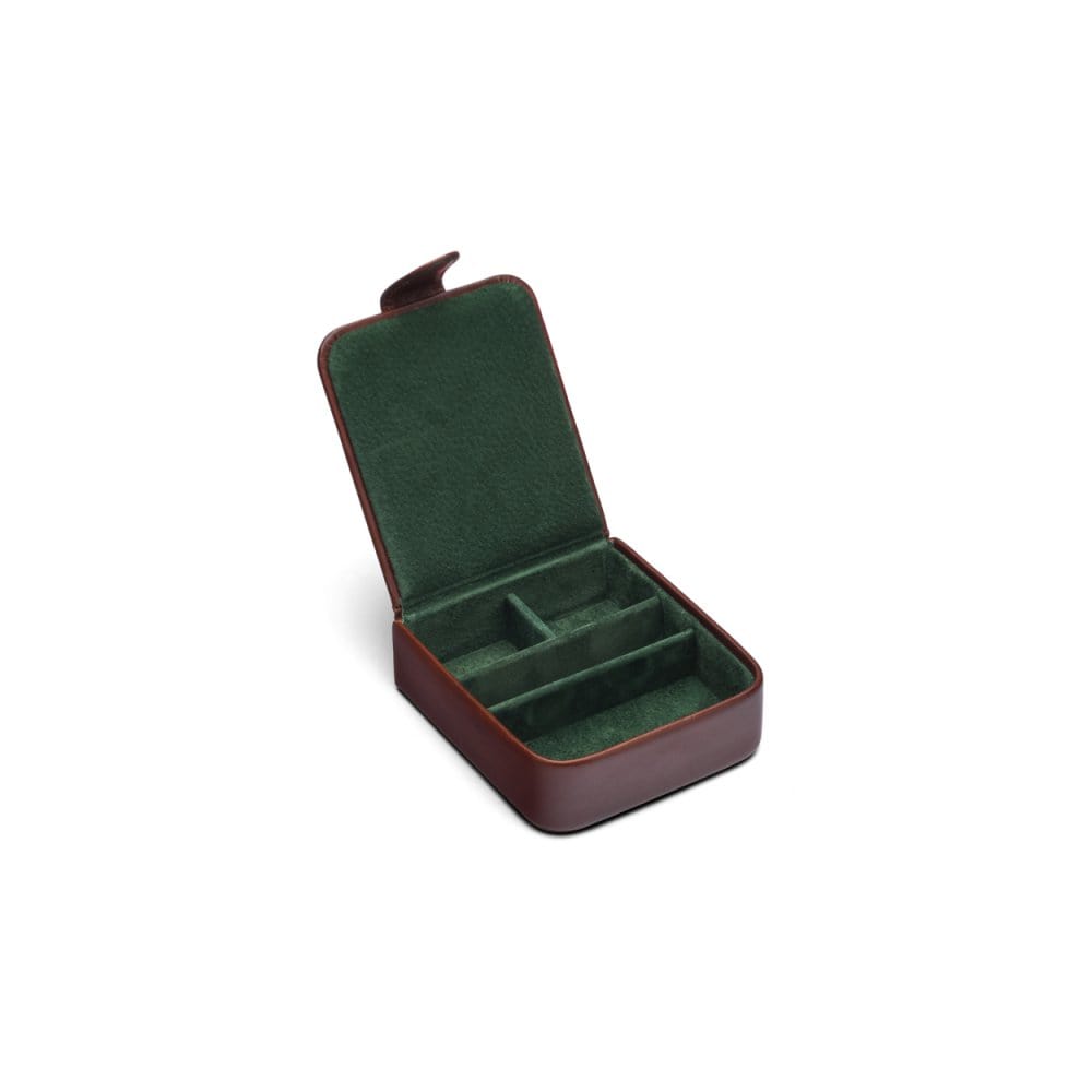 Leather accessory box, brown, inside