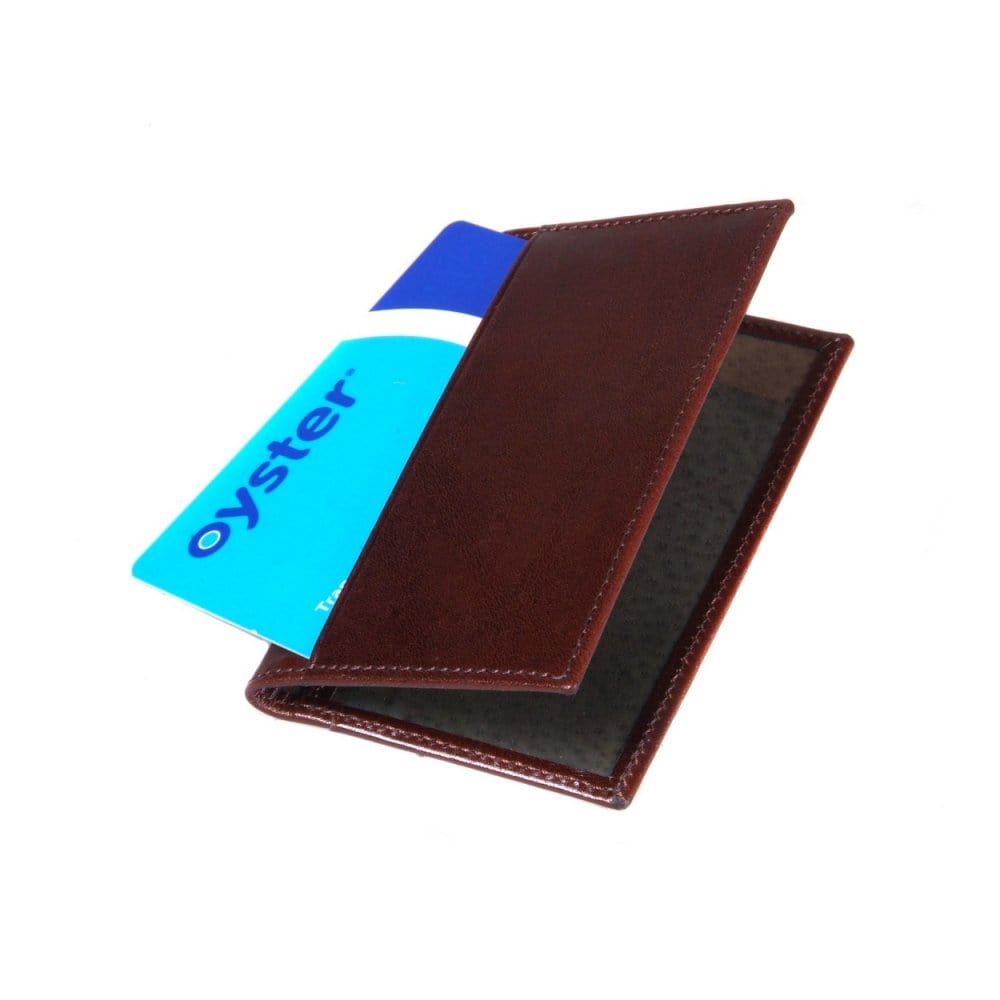 Brown With Green Leather Travel Card Wallet