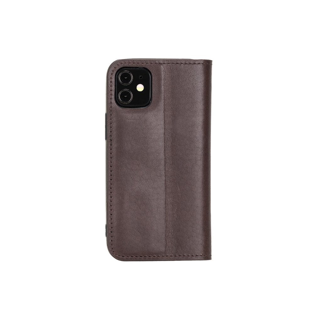 Brown With Green Leather iPhone 12 Mini Wallet Case 