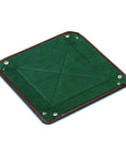 Leather valet tray, brown with green, flat