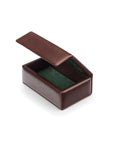 Mini leather accessory box, brown, open