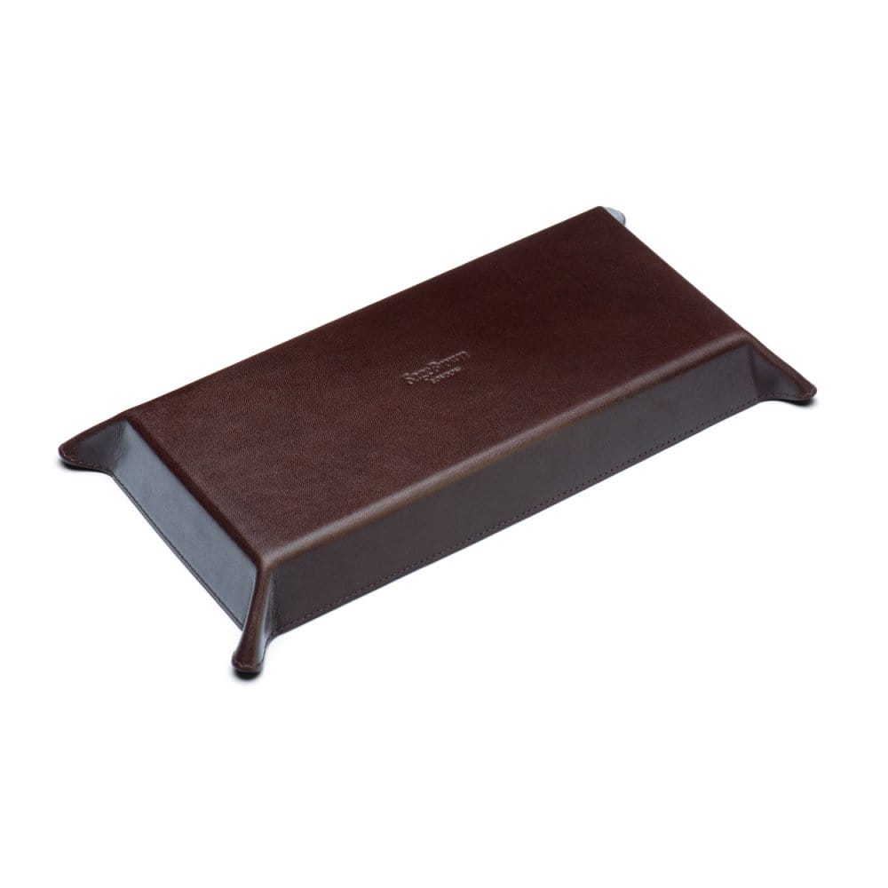 Rectangular valet tray, brown with green, base
