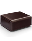 Small leather accessory box, brown with green, front