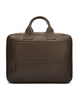 15" leather laptop briefcase, brown, back