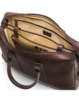 15" leather laptop bag, brown, inside