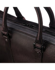 15" leather laptop bag, brown, gunmetal zips