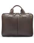 Leather 13" laptop briefcase, brown pebble grain, front