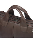 Leather 13" laptop briefcase, brown pebble grain, with zip closure