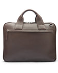 Leather 13" laptop briefcase, brown pebble grain, back