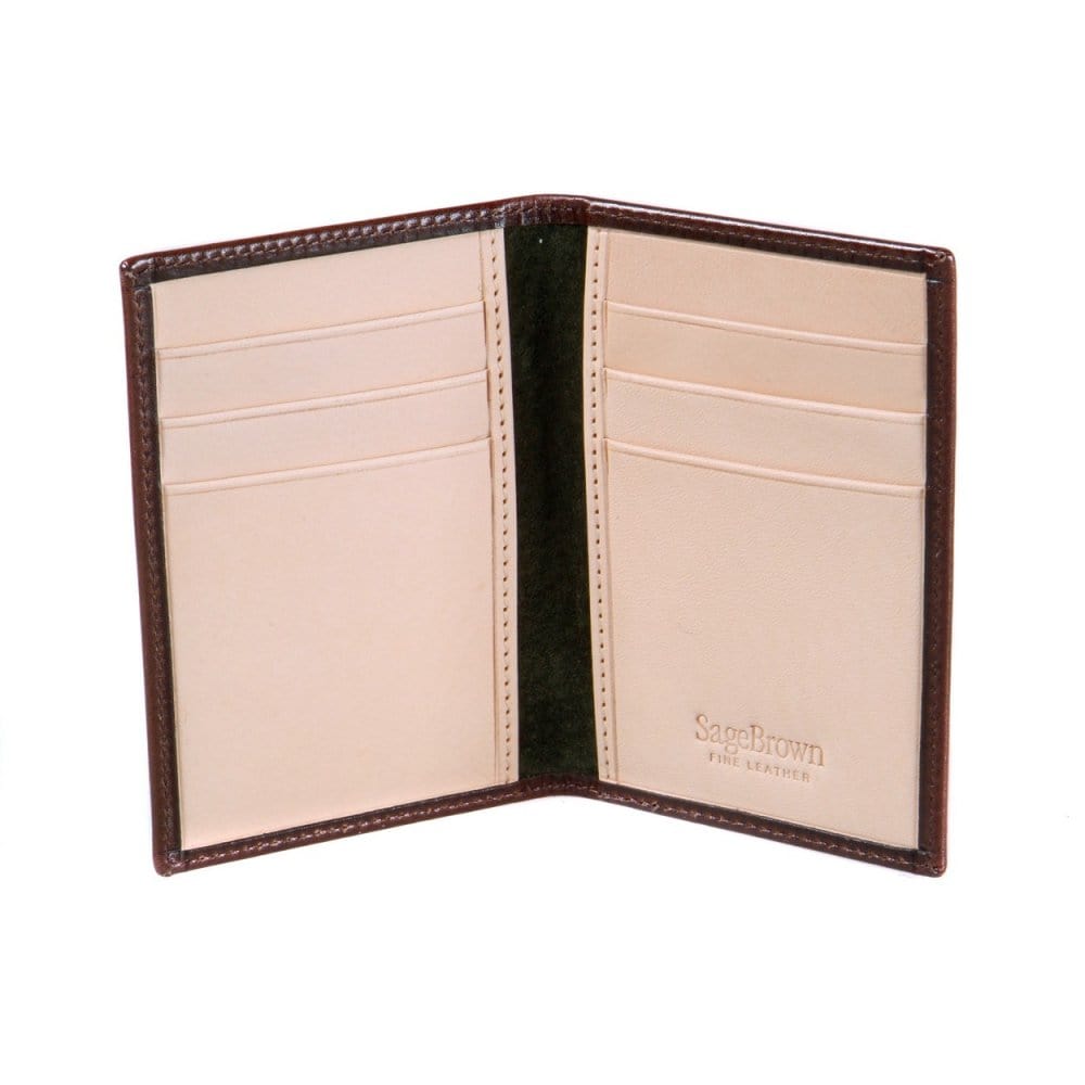 Brown With Ivory Slim Leather Six Credit Card Case