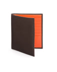 3/4 height leather wallet 14 CC, brown with orange, front
