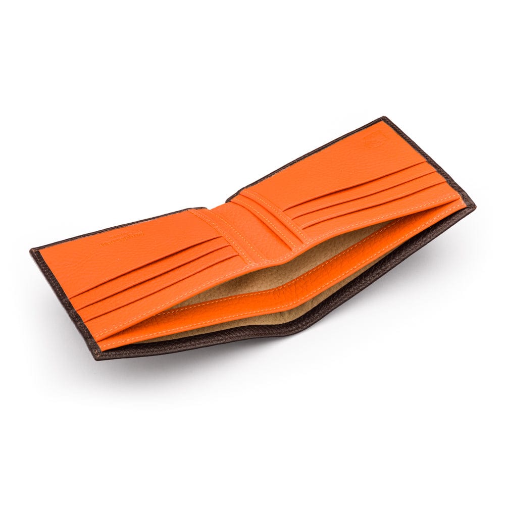 RFID wallet, brown with orange, inside