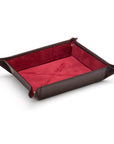 Leather valet tray, brown with red