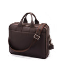 15" leather laptop briefcase, brown pebble grain, with shoulder strap