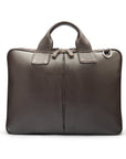 Leather 13" laptop briefcase, brown, front