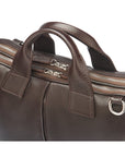 Leather 13" laptop briefcase, brown, zip closure