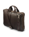 Leather 13" laptop briefcase, brown, side