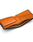 Leather wallet with coin purse, brown with tan, inside