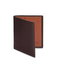 RFID leather wallet with 4 CC, brown with tan, front