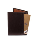 RFID leather wallet with 4 CC, brown with tan, back