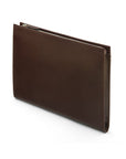 Zip top leather folder, brown, side view