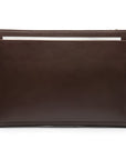 Zip top leather folder, brown, front view