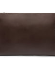 Zip top leather folder, brown, back view