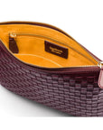 Leather woven cross body bag, burgundy, inside