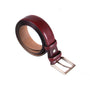 Leather belt with silver buckle, burgundy