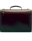 Bridle hide briefcase with brass lock, Harvard, burgundy, back