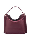 Carol Ann slouchy leather shoulder bag, burgundy, front